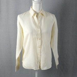 Lauren Ralph Lauren Cream Linen Button Up Blouse Shirt
